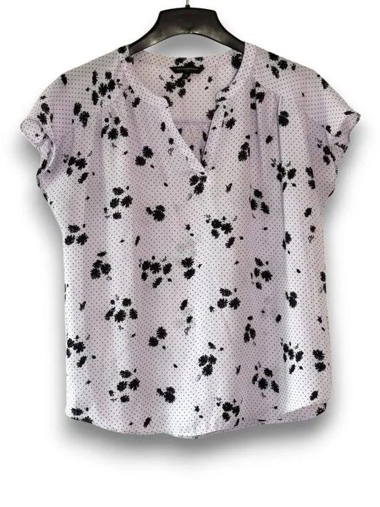 Banana Republic Floral Polka Dot Split Neck Blouse Size M - Picture 1 of 12